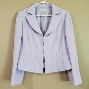 Tahari Arthur Levine Womens Blazer Size 14P Purple Clasp Front Notch Lapel Lined